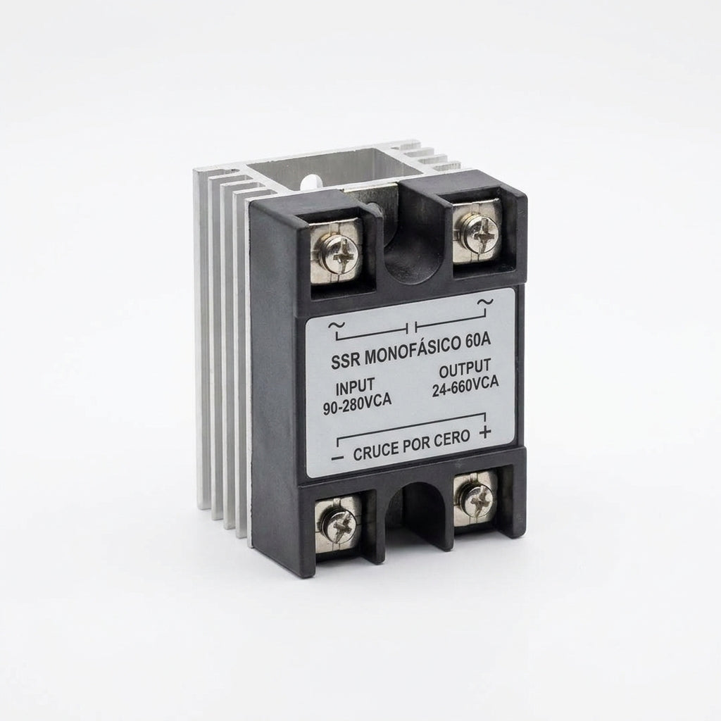 SSR monofásico 60A Input 90-280VCA Output 24-660VCA Cruce por cero