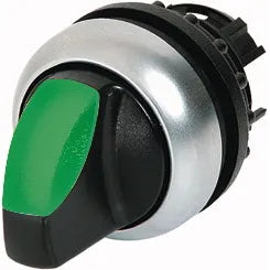 M22-WLK-G Selector T/Palanca iluminado 2 pos B/plata 22mm Momentáneo Verde
