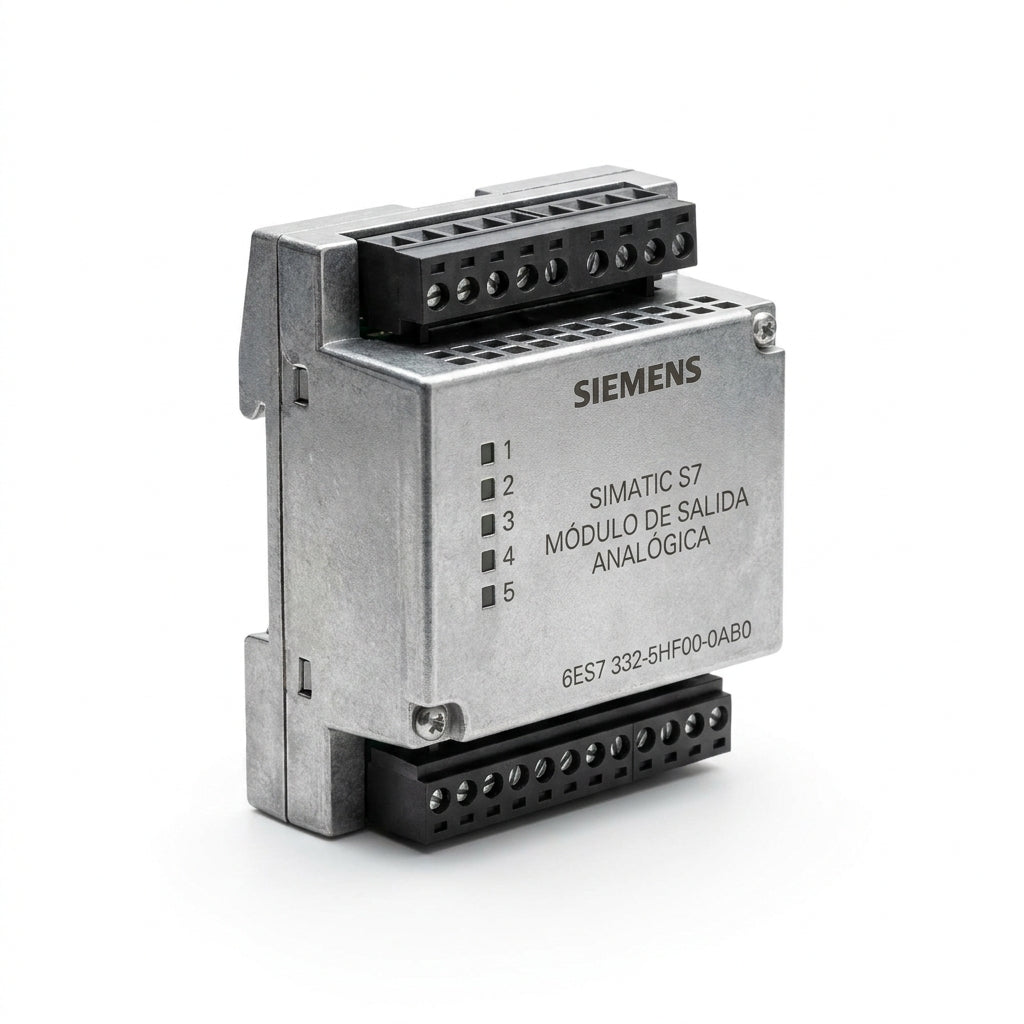 BIND SIEMENS 6ES7332-7ND02-0AB0 SIMATIC S7-300 Salida analagica SM 332 con aislamiento galvanico por canal 4 AO resolucion de 16 bits 0-10V 1-5V +/-10V +/-20mA 0/4-20mA 20 polos