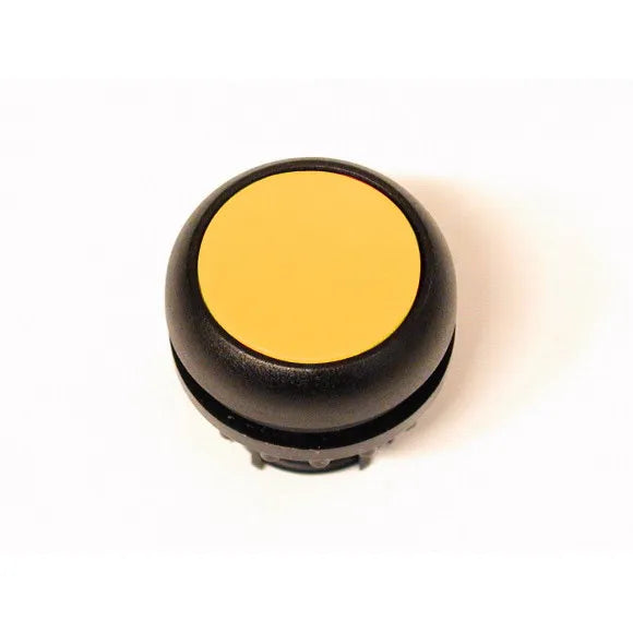 M22S-DR-Y RMQ-Titan Botón pulsador Plano Bisel negro 22mm Mantenido Amarillo