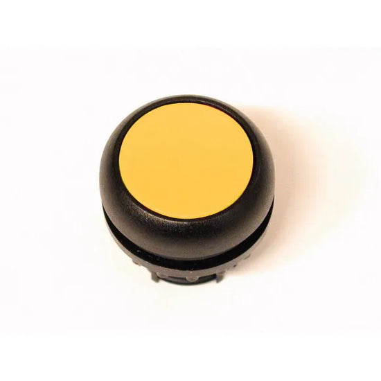 M22S-DR-Y RMQ-Titan Botón pulsador Plano Bisel negro 22mm Mantenido Amarillo