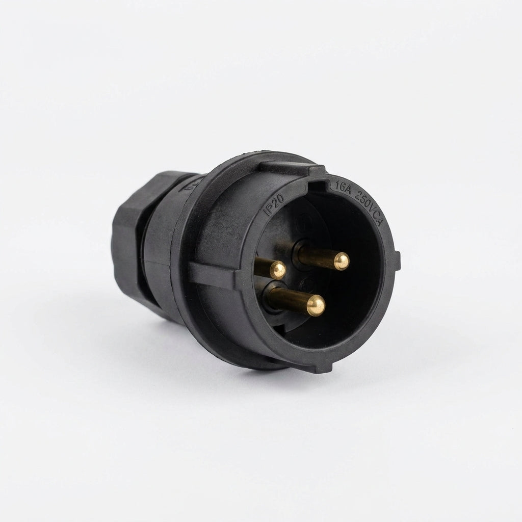 Base aérea goma tipo schuko 16A 2P+T 250VCA Negro IP20