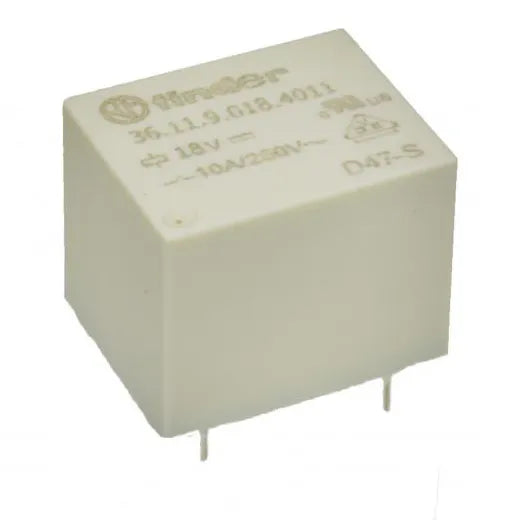 Mini-relevador para circuito impreso 5 pines 18VCD 1CO 1NA1NC AgSnO2 10A 250V