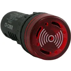 EBCHQ Zumbador plano 22mm con sonido intermitente 127VAC Rojo