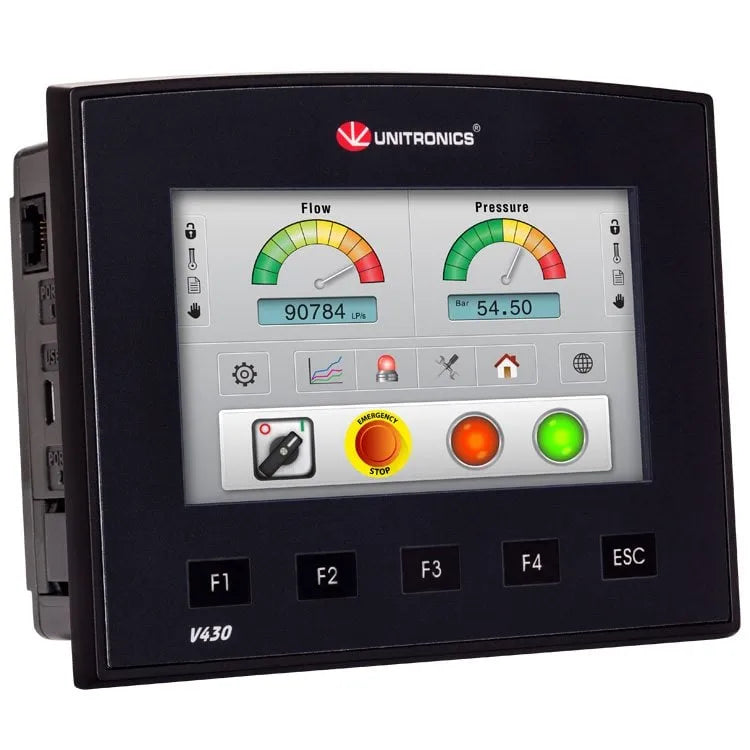 VISION430™- PLC+HMI 4.3″ Touchscreen 10DI 2D/AI 12 Transistor Output 24VCD
