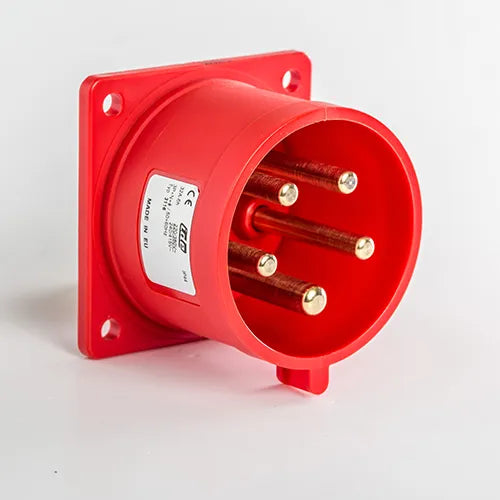 Clavija empotrar recta 32A 3P+N+T 220/400VCA 6h Rojo IP44