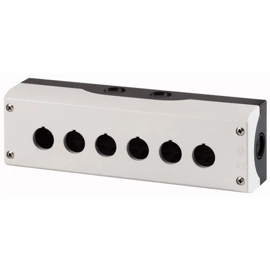 M22-I6 Caja Botónera 6 orificios 80HX252WX56Dmm color Gris