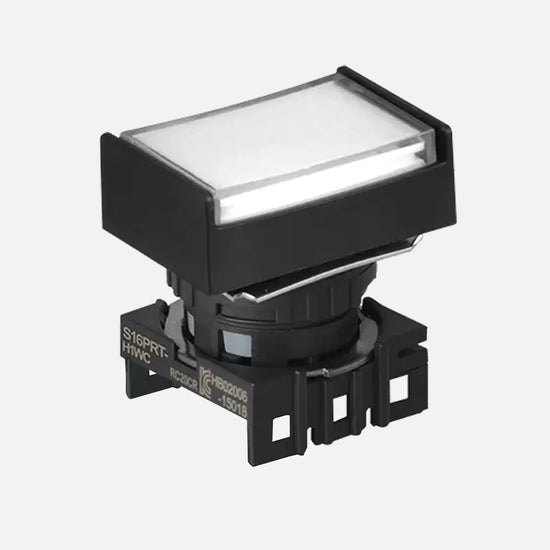 S16PRT-H1W Botón rectangular (media guarda) saliente 16mm momentáneo blanco