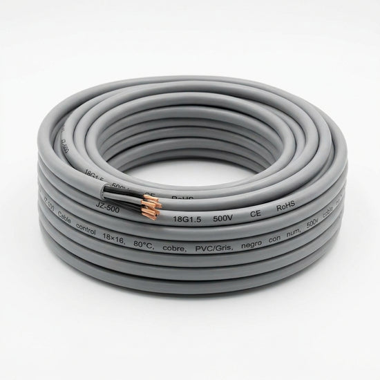 JZ-500 Cable control 18×16, 80°C, cobre, PVC/Gris, negro con num, 500v