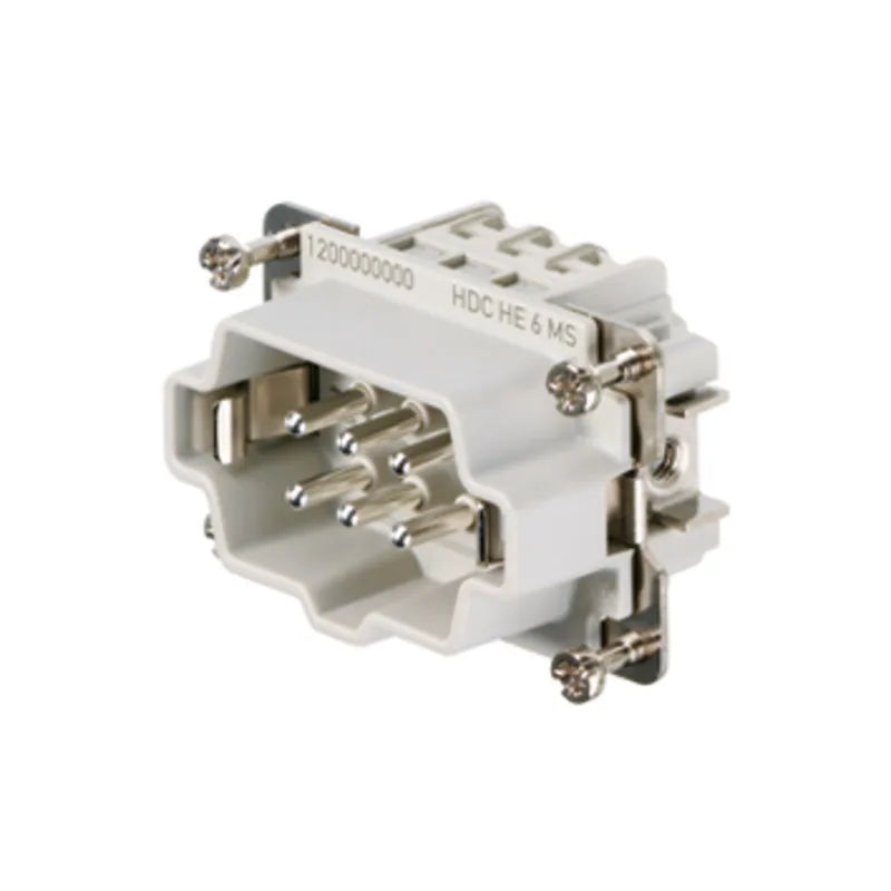 HDC HE 6 MS Inserto macho Conexión tornillo 6P+PE 24A 500V Grupo 3