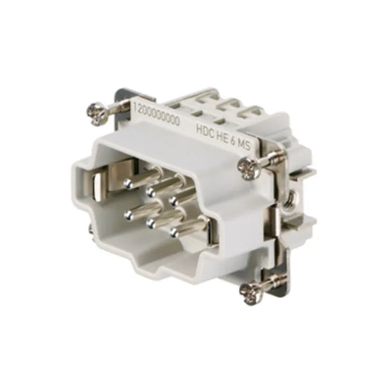 HDC HE 6 MS Inserto macho Conexión tornillo 6P+PE 24A 500V Grupo 3