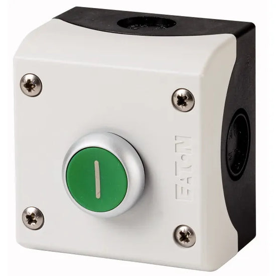 M22-D-G-X1/KC11/I RMQ-Titan Botón Plano 22mm Momentáneo -I- Verde 1NA1NC C/gris