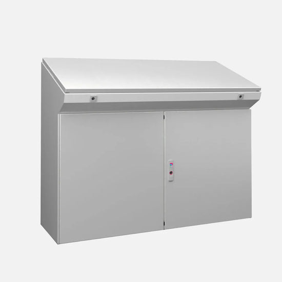 CX Pupitre compacto de chapa de acero 975Hx1200Wx400Dmm 2 Puertas IP55 RAL7035