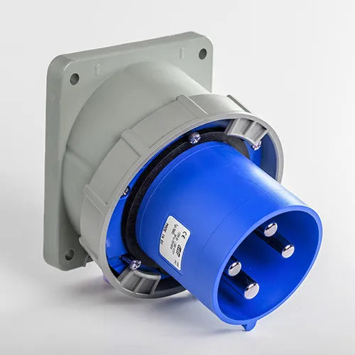 Clavija empotrar inclinada 125A 3P+T 230VCA 9h Azul IP66-IP67