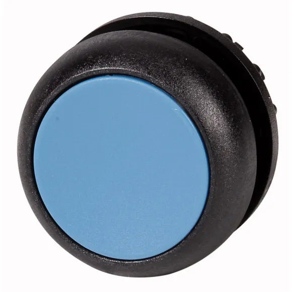 M22S-D-B RMQ-Titan Botón pulsador Plano Bisel negro 22mm Momentáneo Azul