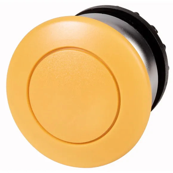 M22-DP-Y Botón Hongo Bisel plata 22mm Momentáneo Placa/Amarillo Cabezal/Amarillo