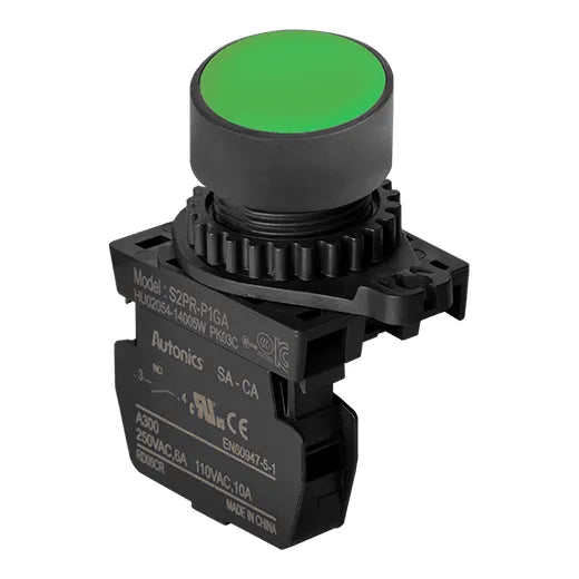 BOTON MOMEN 22MM VERDE 1NA 6A/250VAC