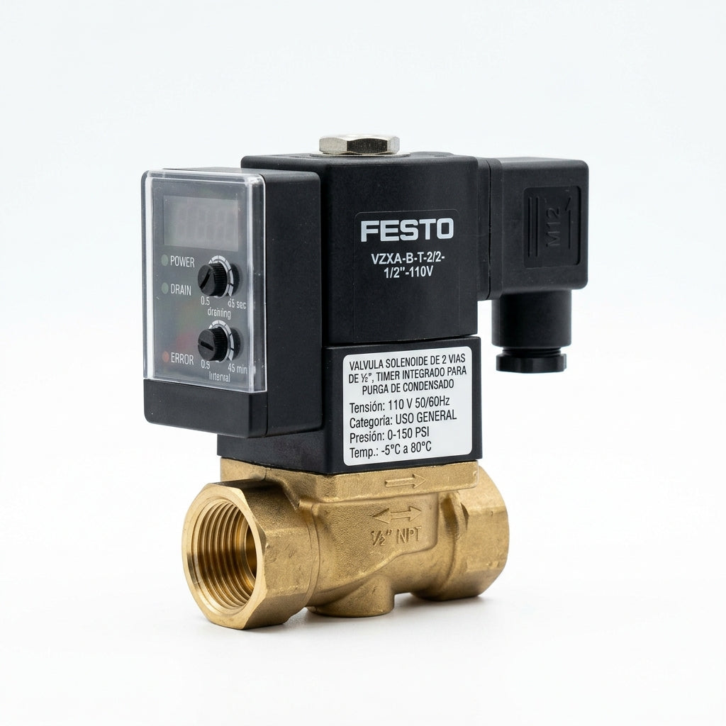 FESTO VALVULA SELENOIDE DE 2 VIAS DE ½” CON TIMER INTEGRADO PARA PURGA DE CONDENSADO