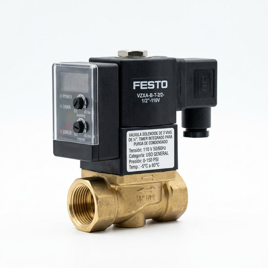 FESTO VALVULA SELENOIDE DE 2 VIAS DE ½” CON TIMER INTEGRADO PARA PURGA DE CONDENSADO