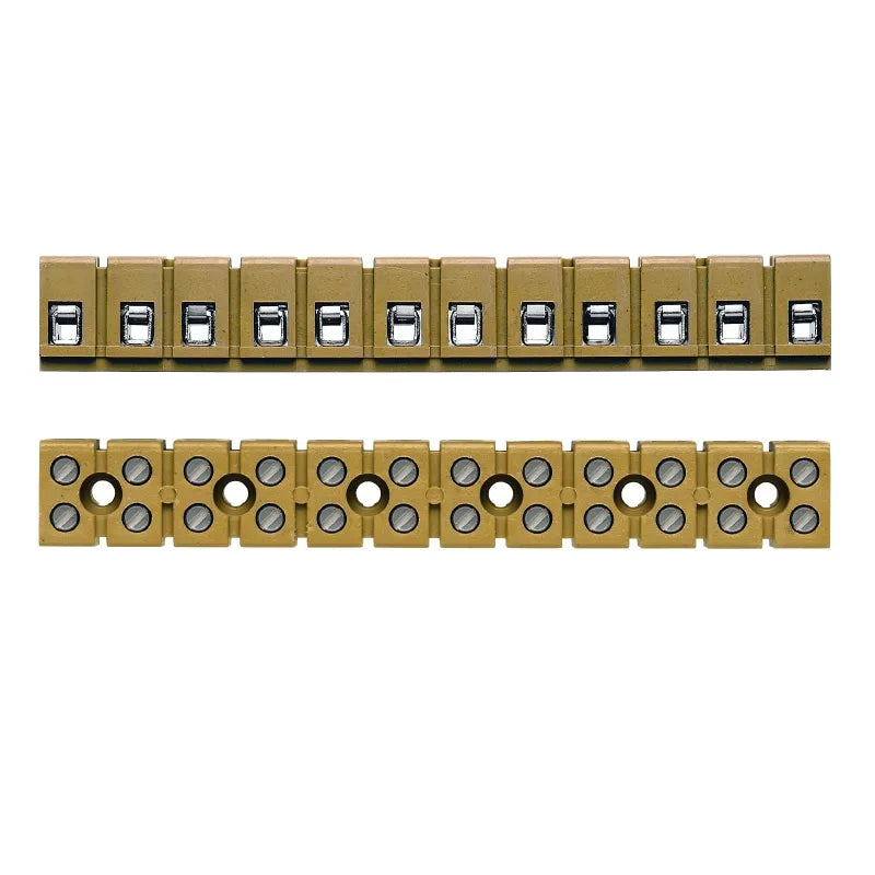 Regletas de conexión atornillada 12 polos 2.5mm² 22-14AWG 24AA 400VCA Ocre