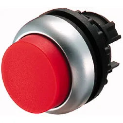 M22-DH-R RMQ-Titan Botón pulsador Saliente Bisel plata 22mm Momentáneo Rojo