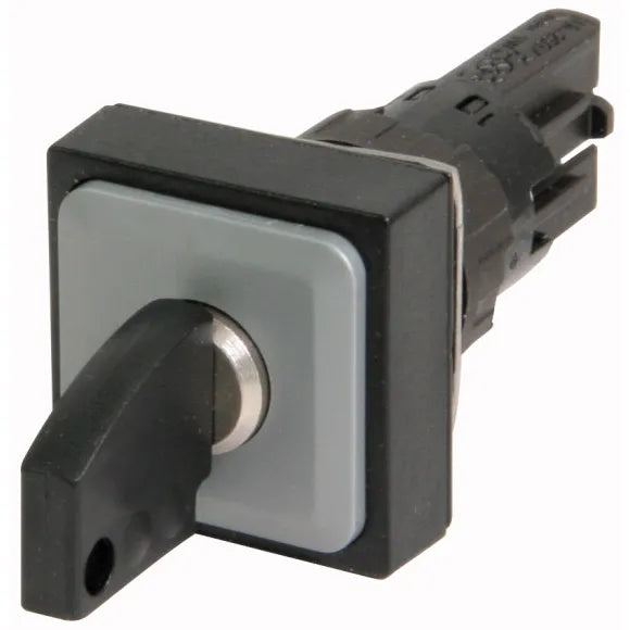 Q25S3 Selector cuadrado 25X25mm con Llave 3pos 16mm Momentáneo -0- Negro