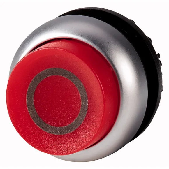 M22-DLH-R-X0 Botón pulsador ilumin Saliente B/plata 22mm Momentáneo -0- Rojo