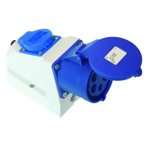 Base Combo schuko-Base 16A 2P+T 230VCA 6h Azul IP44