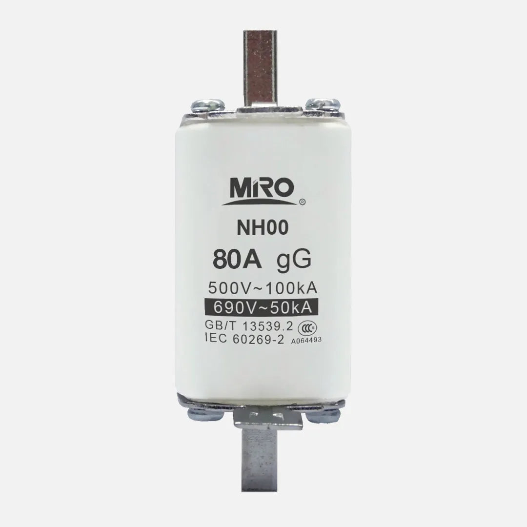 Fusible cuadrado uso general Clase gG DIN 00 80A 500/690VCA 120kA