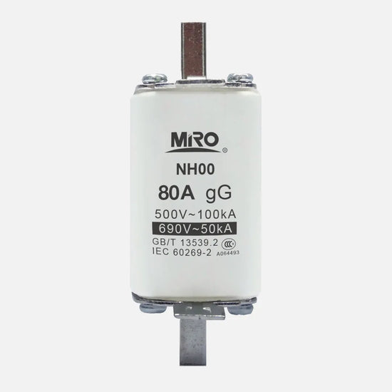 Fusible cuadrado uso general Clase gG DIN 00 80A 500/690VCA 120kA