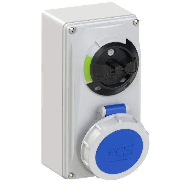 Base con descon. 3P+T 9H 16A 220V IP67 Azul