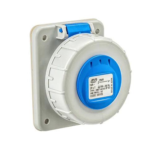 Base empotrar tipo schuko 16A 2P+T 250VCA Azul IP67