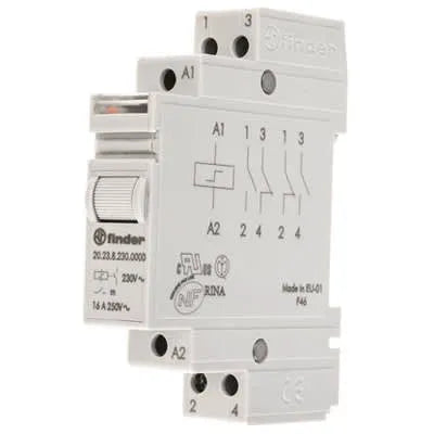 Telerruptor modular tipo desviador 230VCA 1NA+1NC 16A 250V Riel DIN