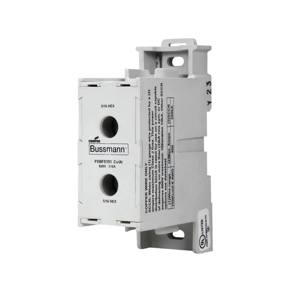 Bloque de distribucion 1P 310A 600V SCCR 200kA montaje riel DIN/panel IP20