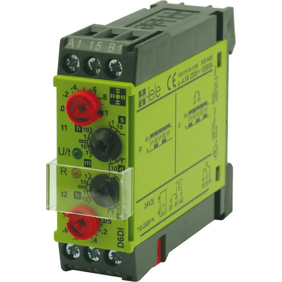 D6DI Relé temporizador Intermitente asimetrico 1s-10d 24VUC/110-240VCA 1CO