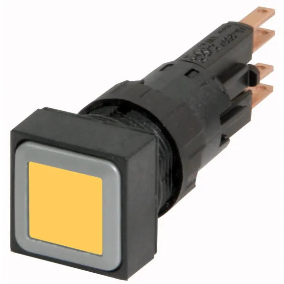 Q18LTR-GE/WB Botón cuadrado 18X18mm iluminado C/foco 16mm Mantenido Amarillo