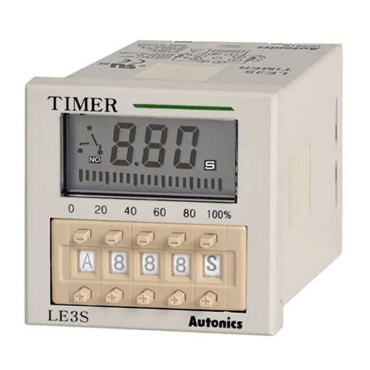 LE3S Timer octal LCD multifuncion 3 digit 48Wx48H 0.01s-9999hr 24-240VUC 1NA1NC