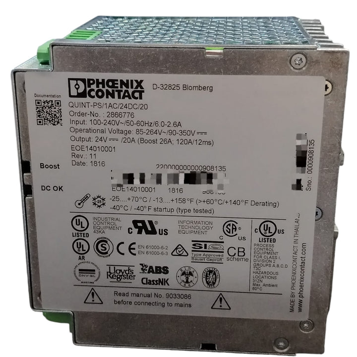 Phoenix contact QUINT-PS/1AC/24DC/20 Fuente de alimentación
