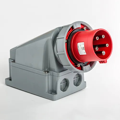 Clavija mural 63A 3P+N+T 220/400VCA 6h Rojo IP66-IP67