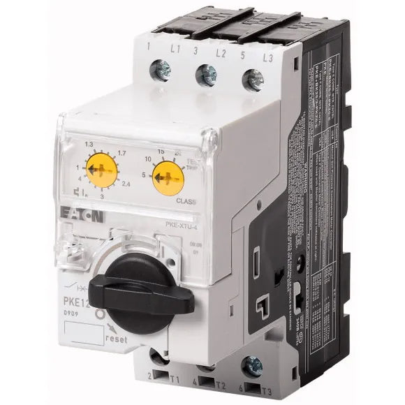 PKE12/XTU-4 Guardamotor electrónico completo diseño de maneta Rango 1-4A IP20.