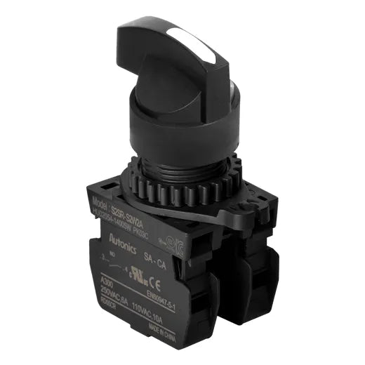 S2SR-S8W2AM Selector tipo palanca larga 3 posiciones 22mm mantenido blanco 2NA