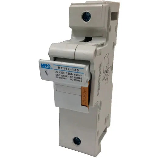 Portafusible unipolar 22x58mm 125A 690VAC 100kA Montaje riel DIN
