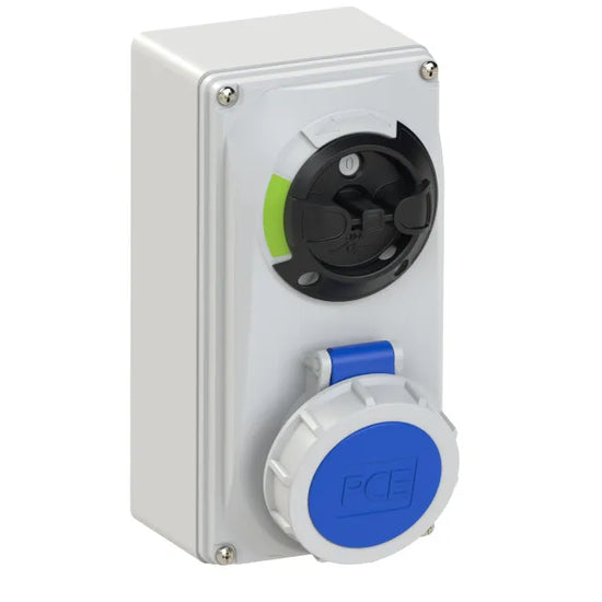 2831 Base mural/enc. 2P+T 6H 16A 230V IP67 Azul