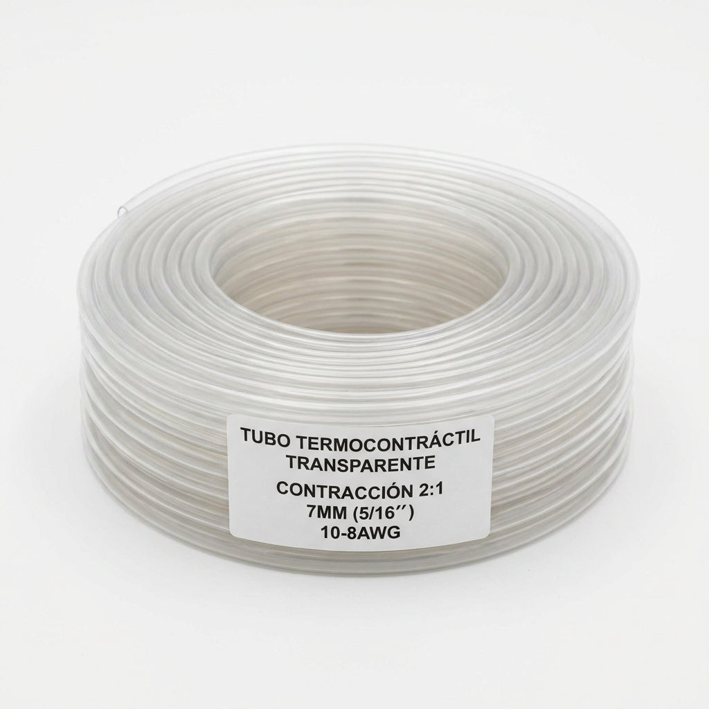 Tubo termocontráctil transparente Contracción 2:1 7mm (5/16″) 10-8AWG