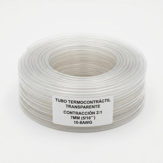 Tubo termocontráctil transparente Contracción 2:1 7mm (5/16″) 10-8AWG