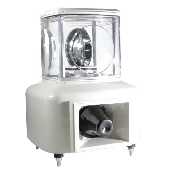 Torreta cuadrada 140mm Luz giratoria+buzzer 100dB 110VCA 1 Stack Transparente
