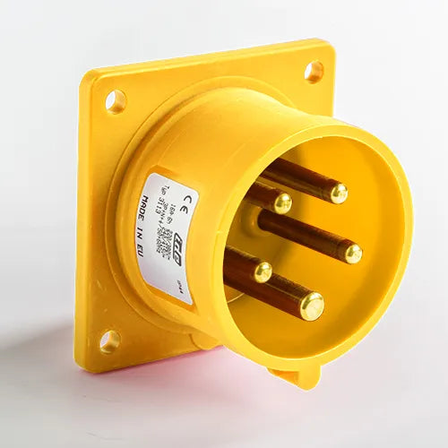 Clavija empotrar recta 16A 3P+N+T 120VCA 4h Amarillo IP44