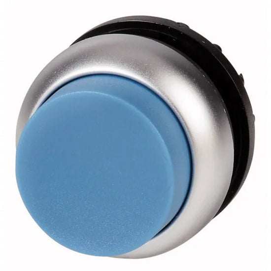 M22-DH-B RMQ-Titan Botón pulsador Saliente Bisel plata 22mm Momentáneo Azul