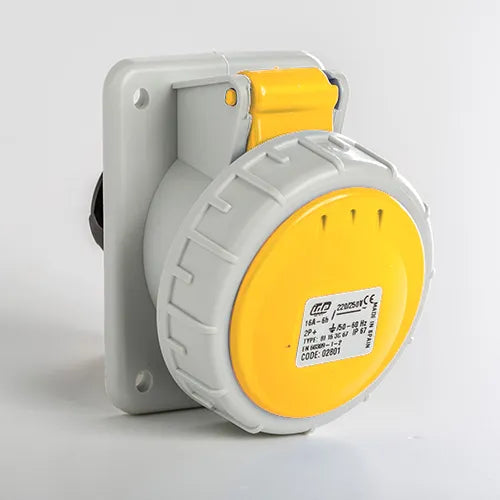 Base empotrar inclinada 16A 2P+T 120VCA 4h Amarillo IP66-IP67