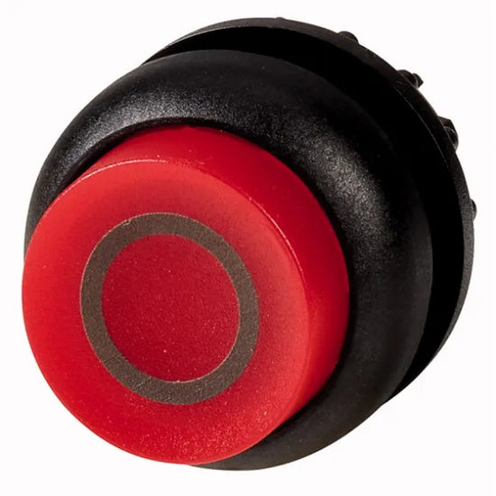M22S-DRLH-R-X0 Botón pulsador ilumin Saliente B/negro 22mm Mantenido -0- Rojo